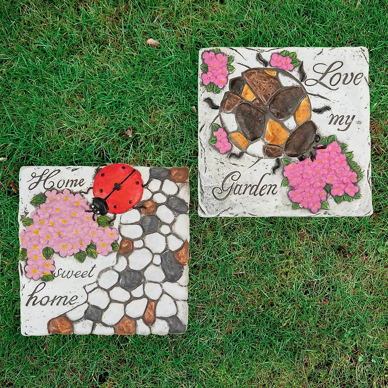 7" Ladybug Outdoor Garden Stone Set