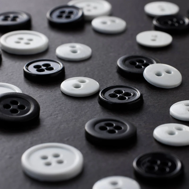 12 Packs: 120 ct. (1,440 total) Favorite Findings™ Black & White Buttons
