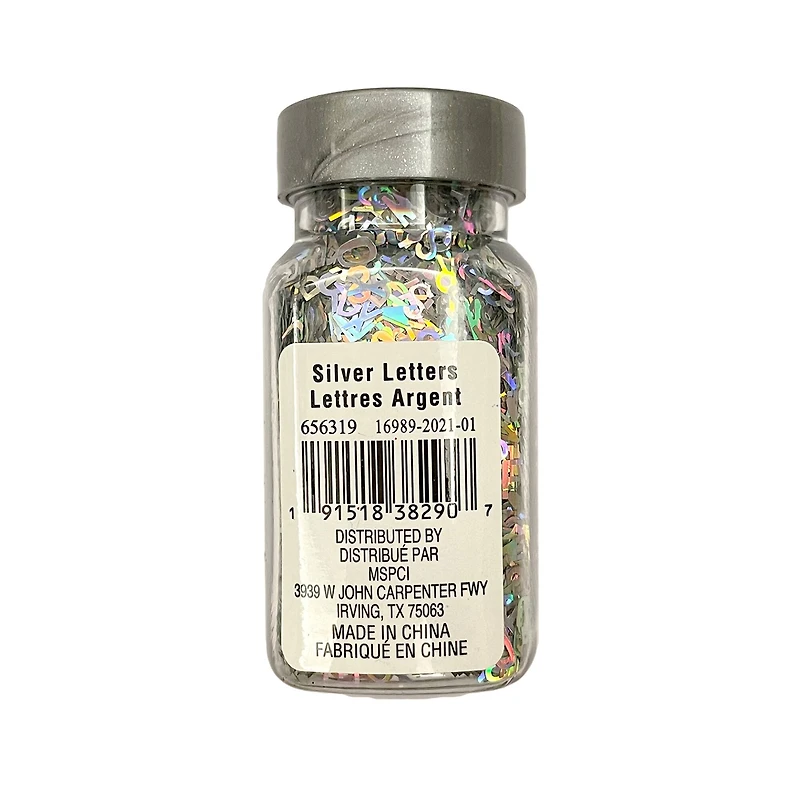 Specialty Polyester Glitter Silver Holographic Letters by Recollections™