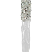 Sequined and Beaded Icicle Glass Christmas Ornament - 9" - Clear