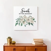 Soak In The Moment White 16" x 16" Canvas Wall Art