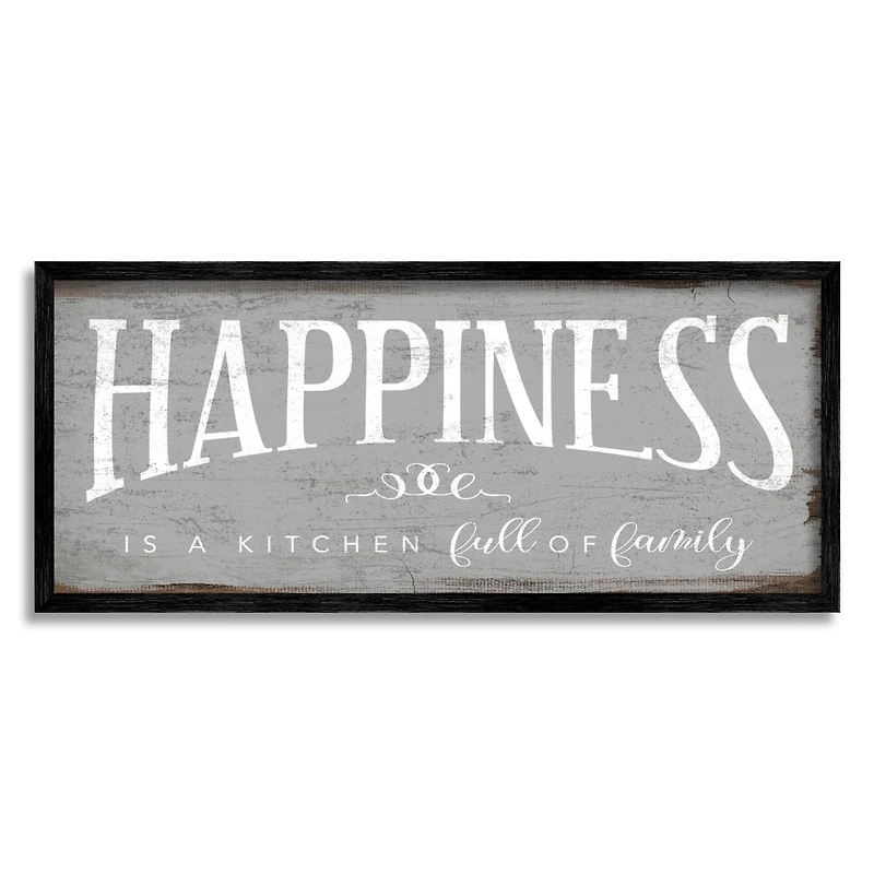 Stupell Industries Happiness is A Full Kitchen Phrase Distressed Paint Framed Wall Art