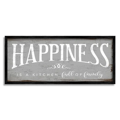Stupell Industries Happiness is A Full Kitchen Phrase Distressed Paint Framed Wall Art