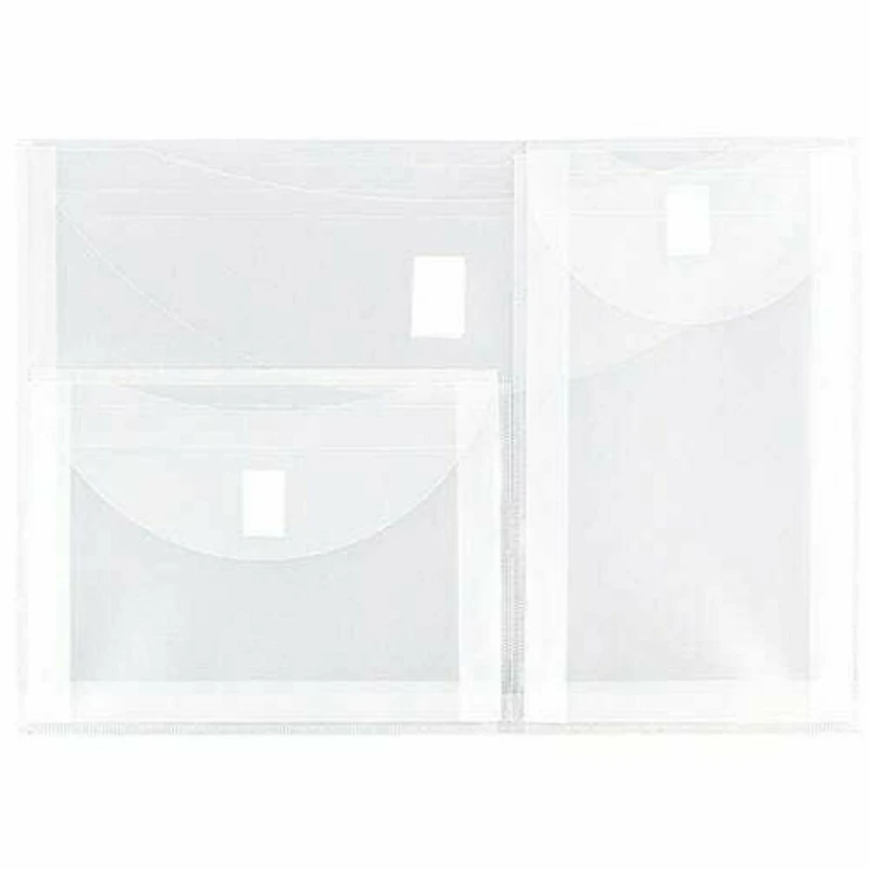 JAM Paper 9.75" x 13" Clear Plastic 3 Pocket Velcro® Brand Closure Booklet Envelopes, 10ct.