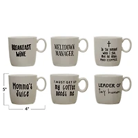 Hello Honey® Assorted Black & White Stoneware Mug with Saying Set
