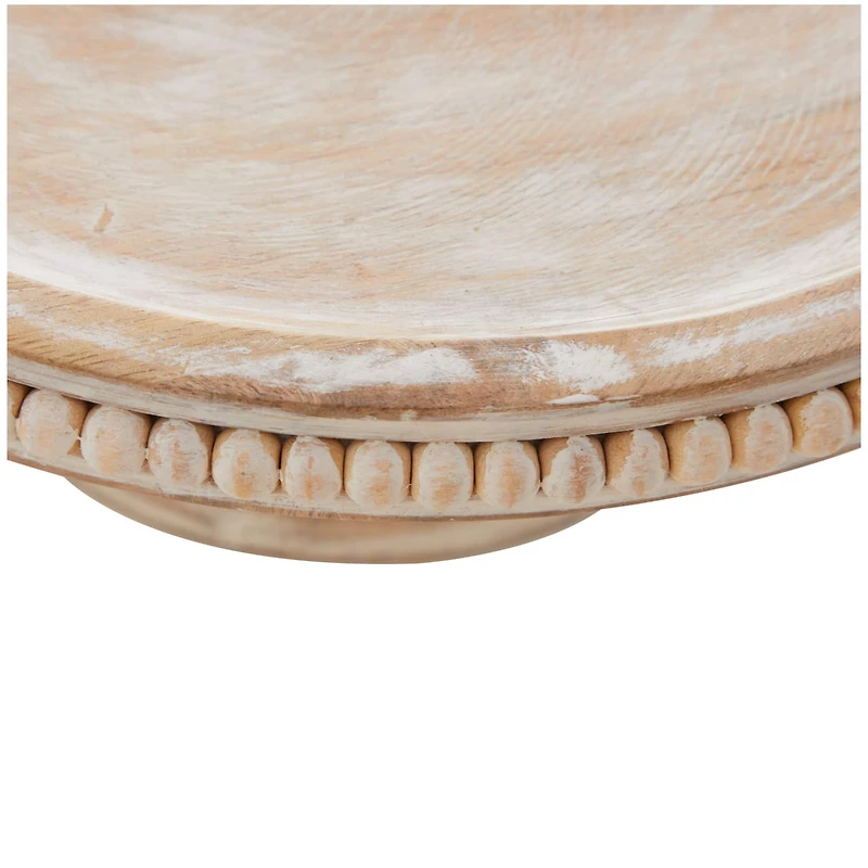 12.25" Cream Wood Cake Stand with Glass Dome Tabletop Décor