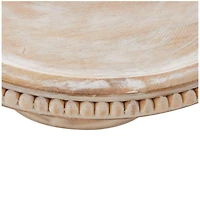 12.25" Cream Wood Cake Stand with Glass Dome Tabletop Décor