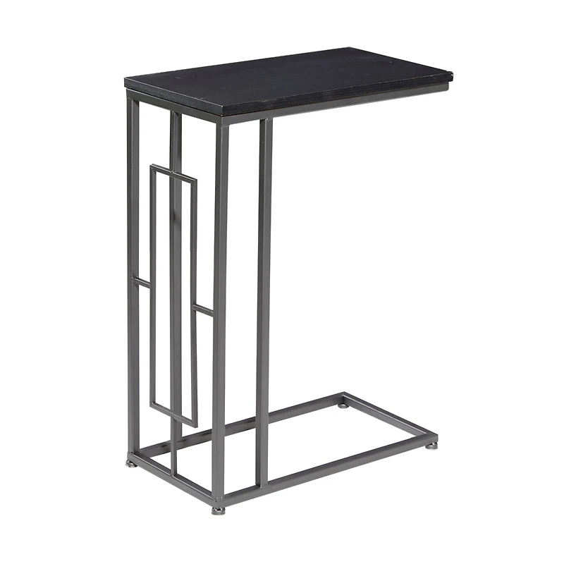 26" Gray Iron & Wood Contemporary Accent Table