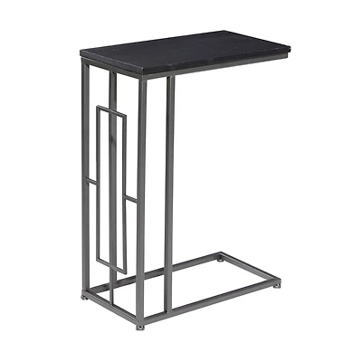 26" Gray Iron & Wood Contemporary Accent Table