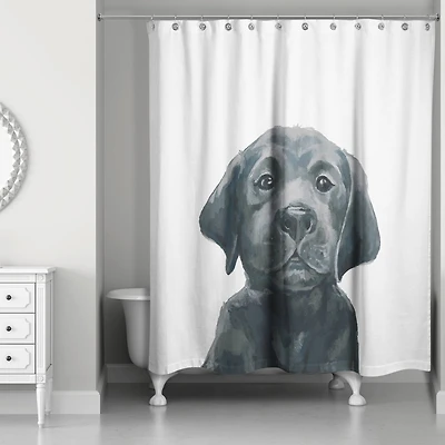 Black Lab Puppy 71" x 74" Shower Curtain