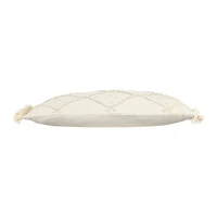 Diamond Design & Fringed Ends Cotton & Linen Lumbar Pillow
