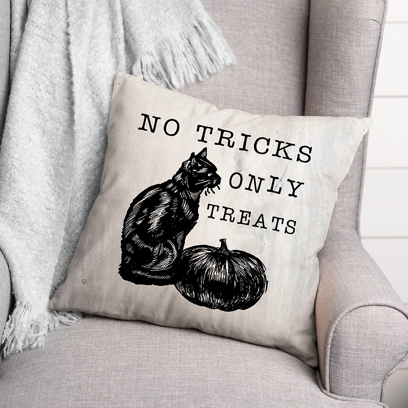 No Tricks Only Treats Cat Throw Pillow