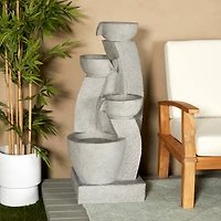 43.5" Gray Fiberglass 4-Tier Fountain with LED Light
