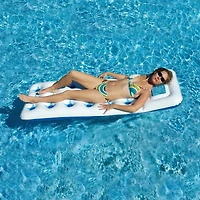 Swim Central 6ft. White & Blue Inflatable Window Lounger Pool Float