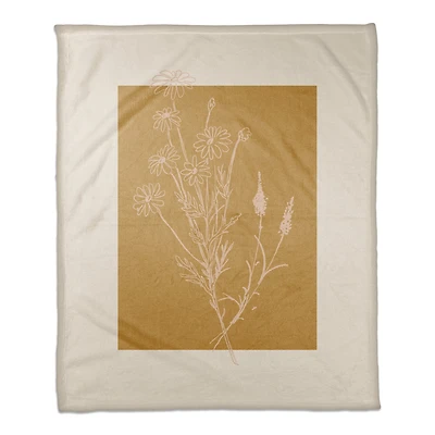 Sunset Florals Coral Fleece Throw Blanket