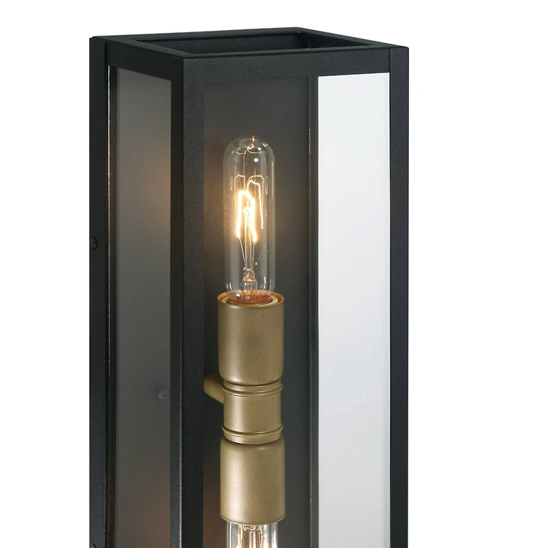 Hello Honey® Lloyd Matte Black Modern Minimalist Metal & Glass Wall Mounted Outdoor Light