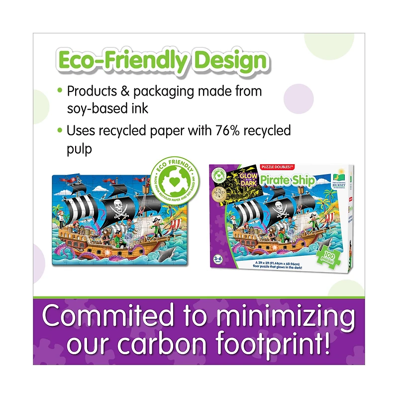 Puzzle Doubles! - Glow in the Dark Pirate Ship: 100 Pcs