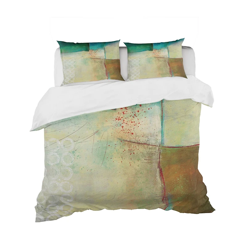 Designart 'Abstract Impression of Watercolour Blue and Yellow' Geometric Bedding Set