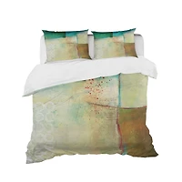 Designart 'Abstract Impression of Watercolour Blue and Yellow' Geometric Bedding Set