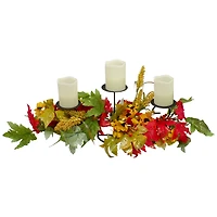 28" Yellow Sunflower & Red Leaves Fall Harvest Candle Holder