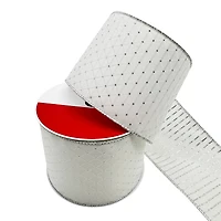 2.5" x 15ft. White & Silver Jacquard Dots Wired Ribbon by Celebrate It®