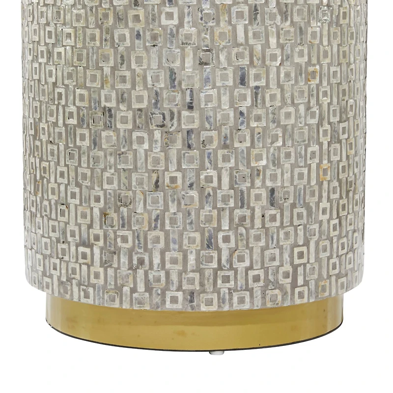 22" Mother of Pearl & Wood Round Accent Table