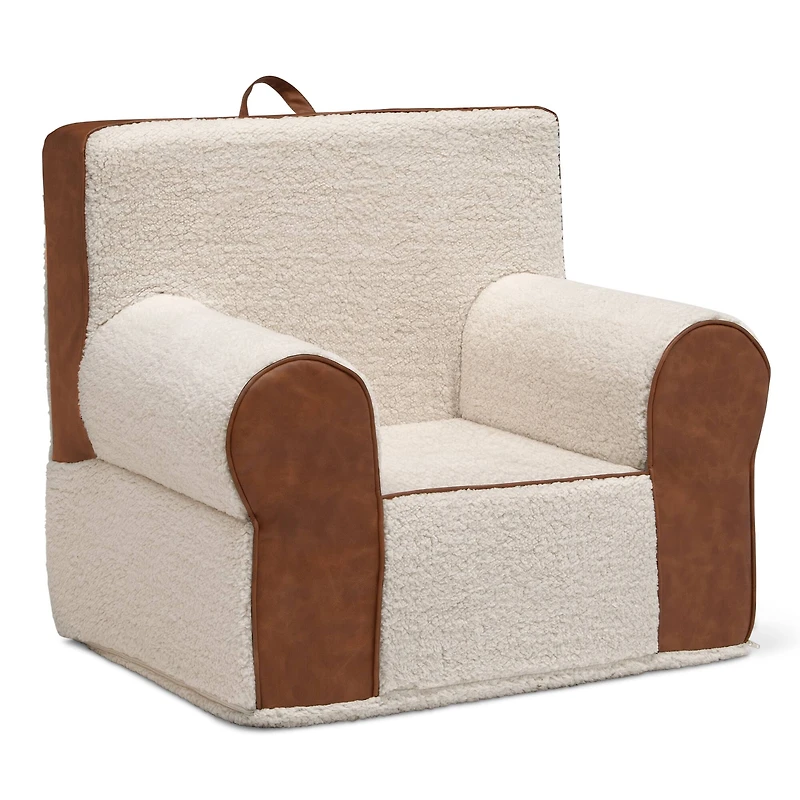 Deluxe Cozee Sherpa Chair With Brown Leather