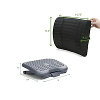 Mind Reader Black Lumbar Support Back Cushion & Foot Rest Set