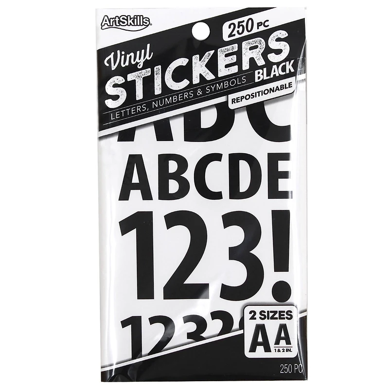 ArtSkills® 1" to 2" Black 250 Piece Vinyl Poster Letter Set