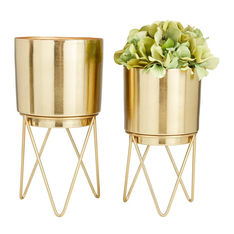 Gold Modern Planter, Set of 2" 6", 6"