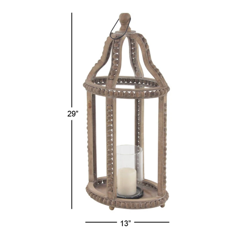 Brown Recycled wood Natural Candle Holder Lantern, 29" x 13" x 10"