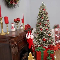 7.5 ft. Pre-Lit Feel Real® Snowy Poechmann Fir Artificial Cristmas Tree, Warm White LED Lights