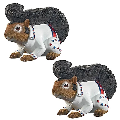 Design Toscano 7" Elmer the Rock and Roll Squirrel Garden Statues, 2ct.