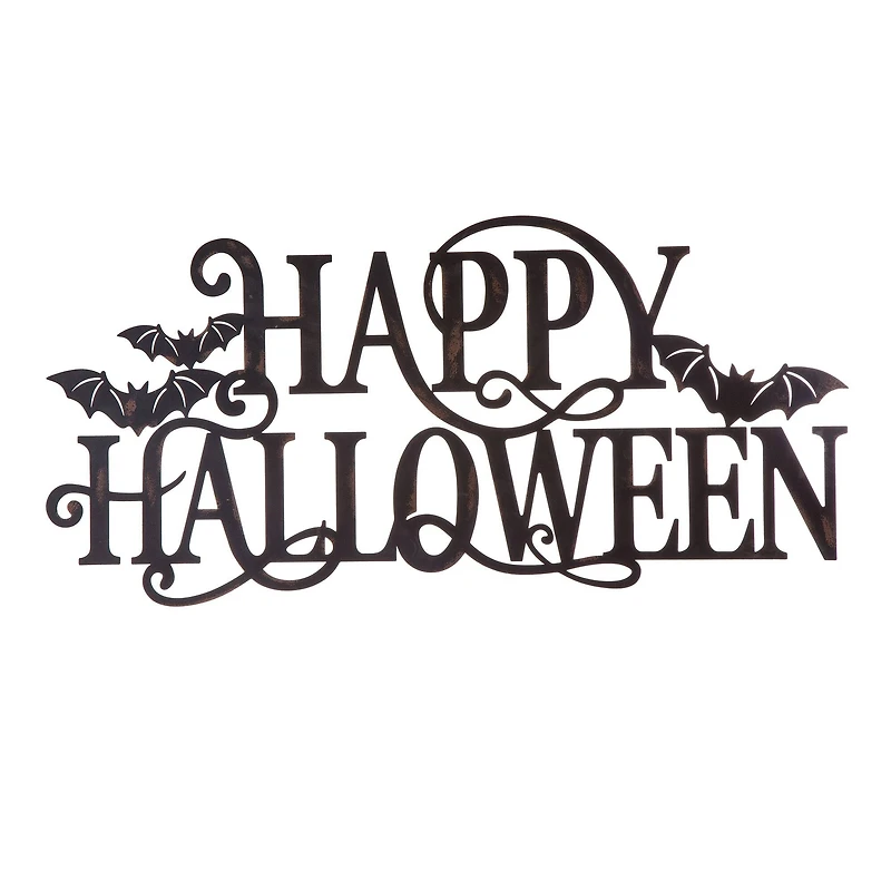 Glitzhome® Black Metal Happy Halloween Wall Sign