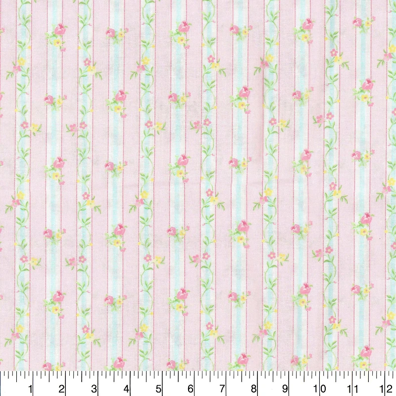 Fabric Traditions Floral Stripe Cotton Fabric