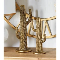 Gold Polystone Cactus Sculpture Set