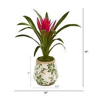 15" Pink Ginger Artificial Plant in Floral Vase