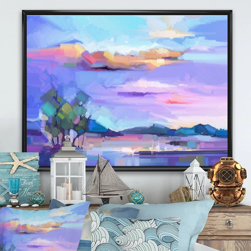 Designart - Impressionist Mountscape With River II