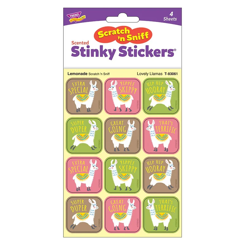 TREND Enterprises® Lovely Llamas, Lemonade Scent Scratch 'n Sniff Stinky Stickers®, 48 Per Pack, 6 Packs total of 288