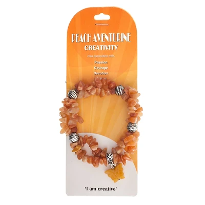 John Bead Peach Aventurine Orange Natural Stone 2-Strand Bracelet with Butterfly Charm