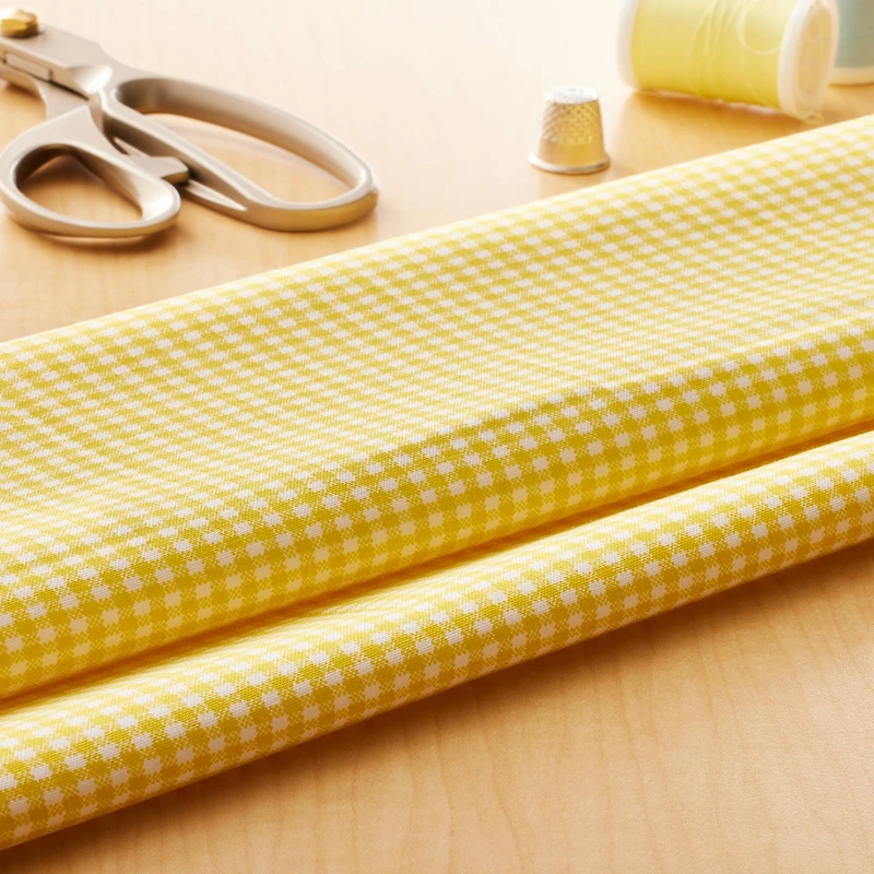 Yellow & White Plaid Cotton Fabric by Loops & Threads™