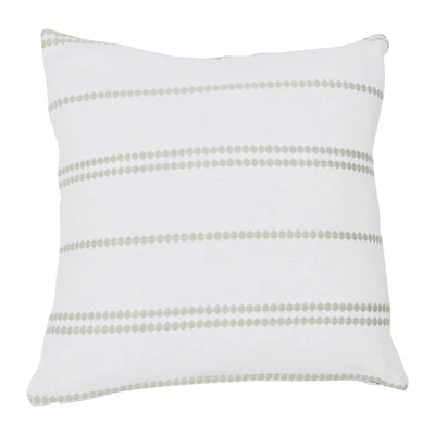 Hello Honey® White Square Embroidered Multistripe Cotton Pillow Cover