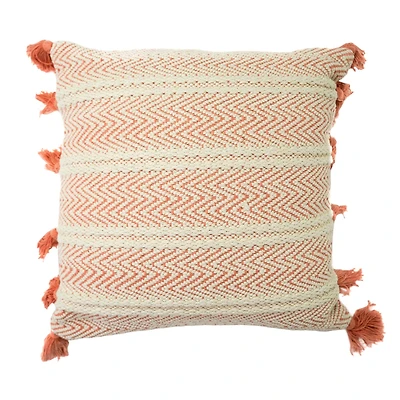 American Art Décor™ Handwoven Orange Peach Boho Moroccan Decorative Throw Pillow