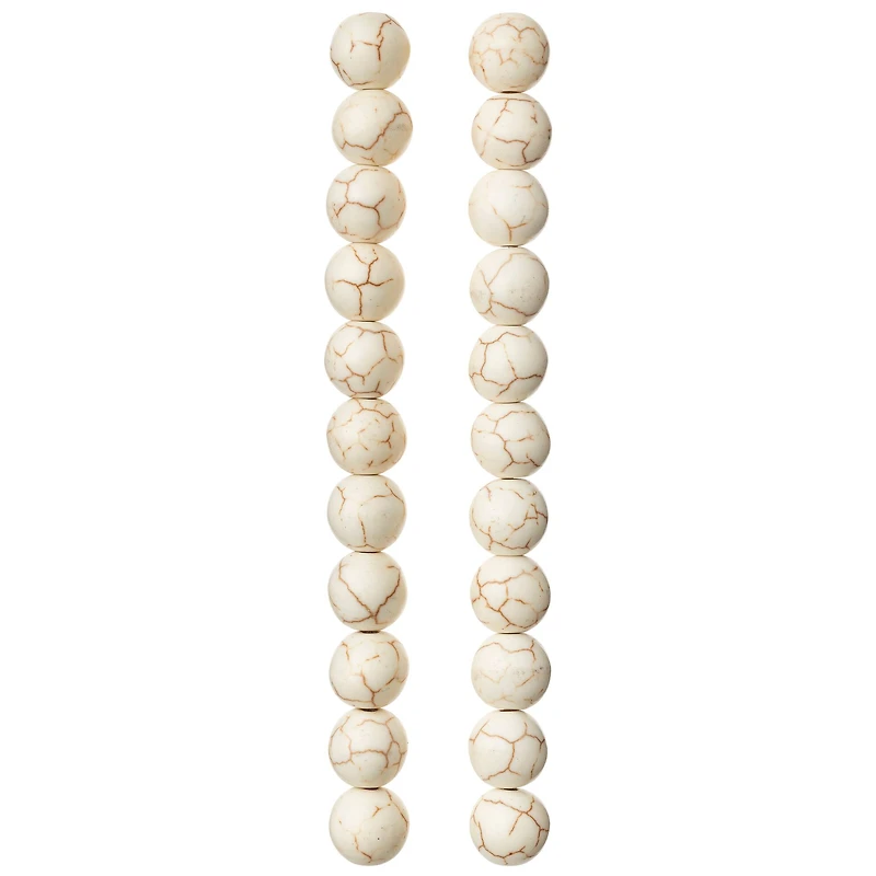 12 Pack: White Round Howlite Beads, 10mm by Bead Landing™