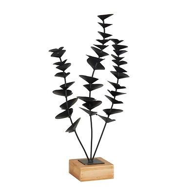 Black Metal Contemporary Floral Sculpture 18" x 9" x 4"