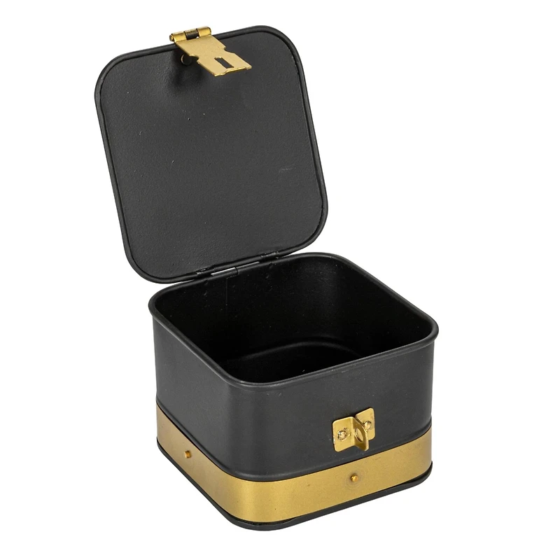 Hello Honey® Black Square Metal Nesting Storage Boxes with Hasp Lock