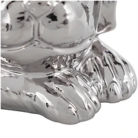 10" Silver Ceramic Laying Dog Sculpture