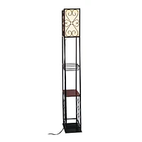 Elegant Designs™ 5ft. Black Organizer Storage Shelf and Wine Rack Floor Lamp
