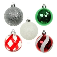 5 Pack 2.2" Red, Green, White & Silver Shatterproof Ball Ornaments by Ashland®