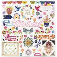 American Crafts™ Paige Evans Wonders Icons & Phrase Chipboard Stickers